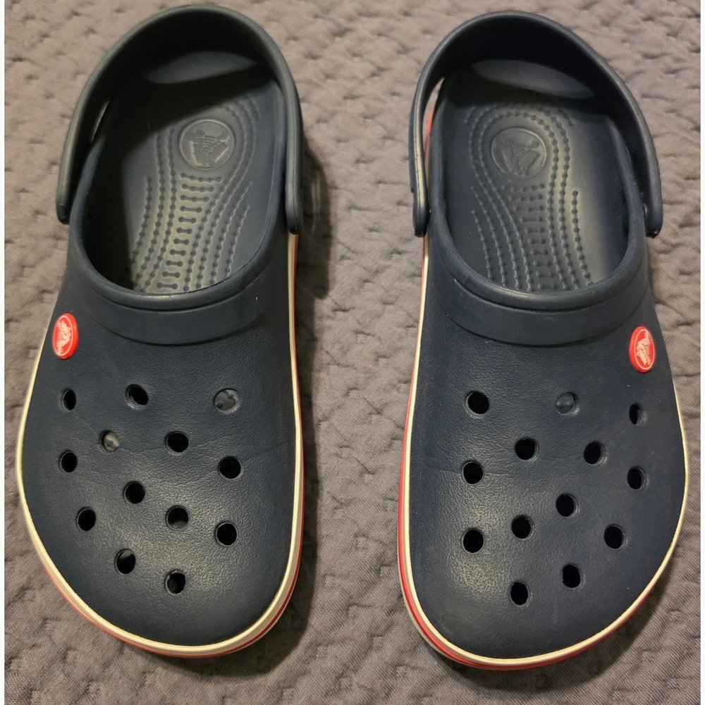 Crocs Crocband Navy Blue Red Stripe Clog Water Shoes Unisex Slip On M6 W8